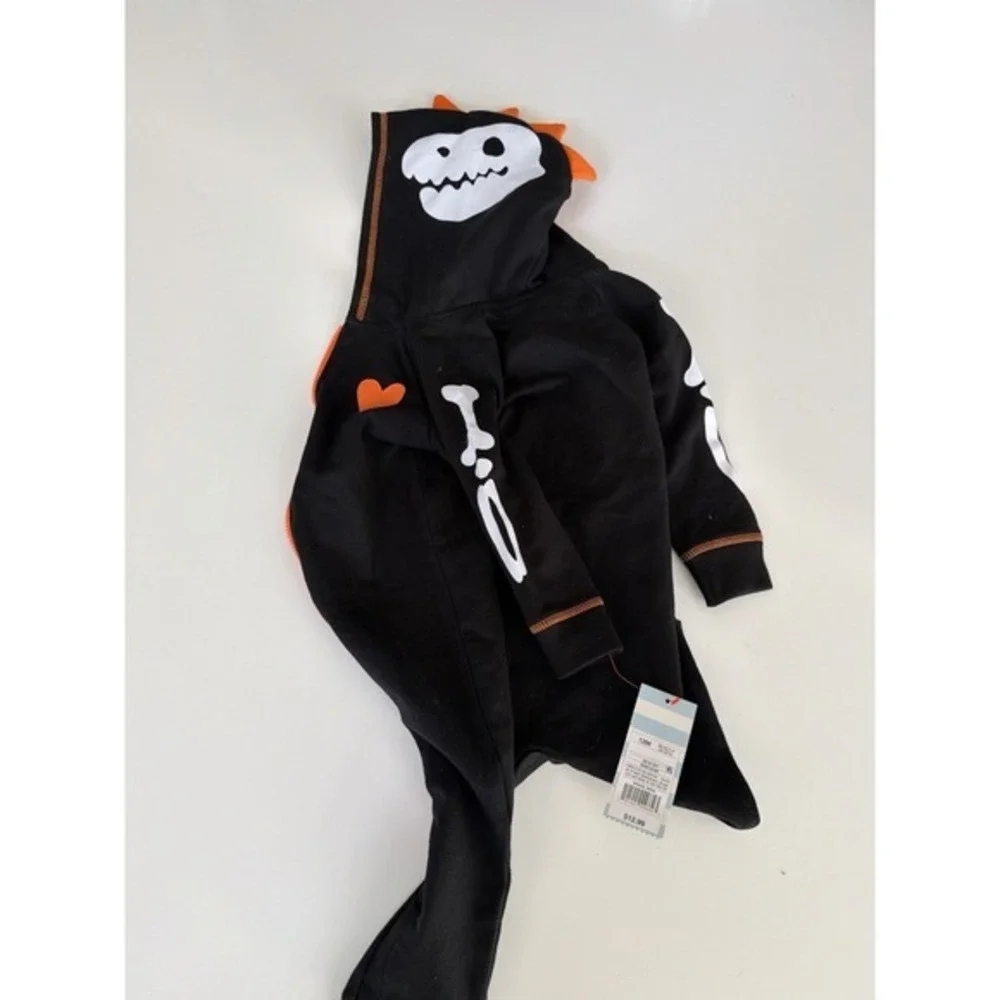 Cat & Jack Baby Dinosaur Hooded Zip One-Piece Romper Black 9–12 Months NWT. 3949